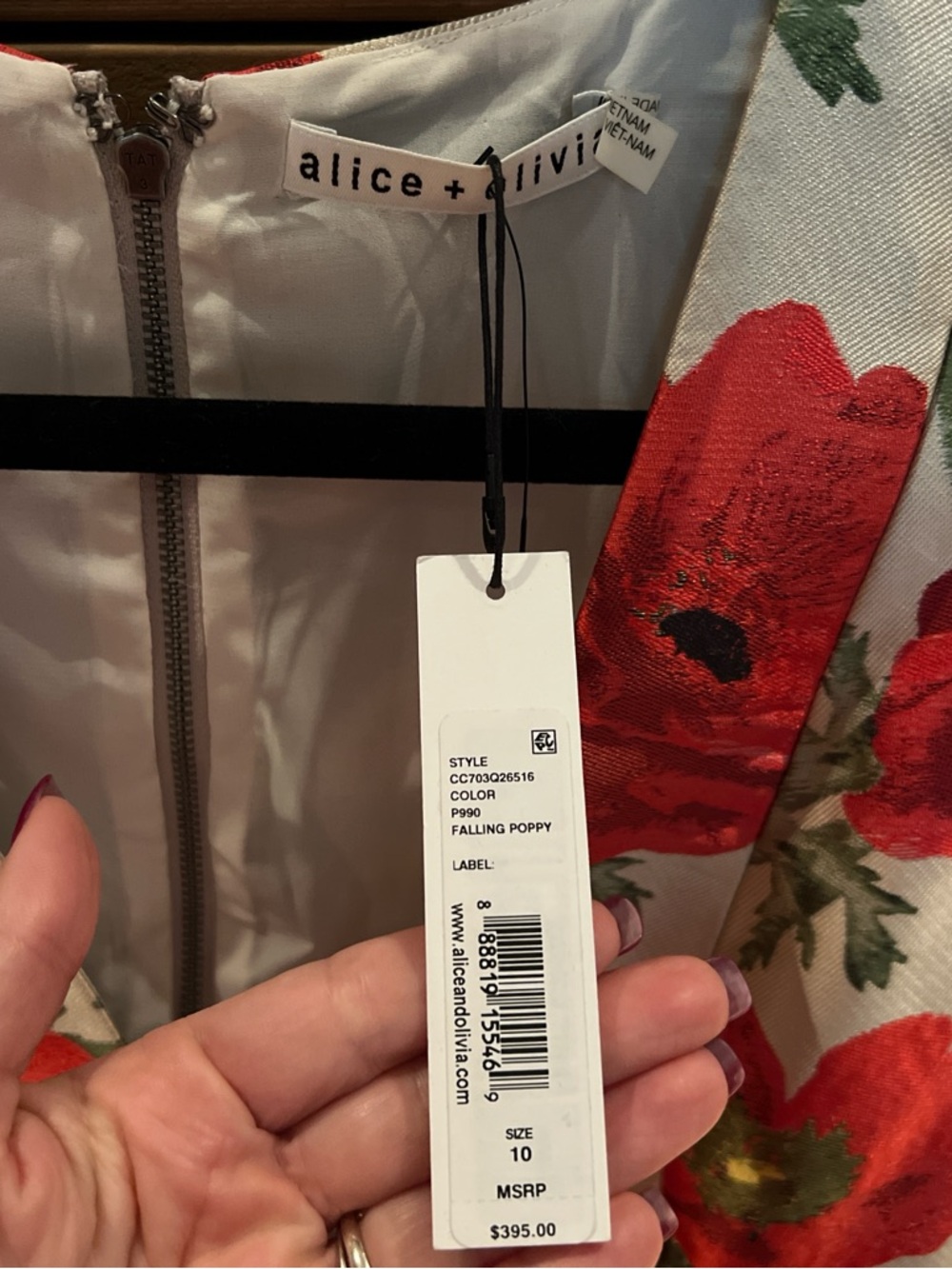 Alice + Olivia Mini Dress with Red Floral Print - Picture 4 of 6